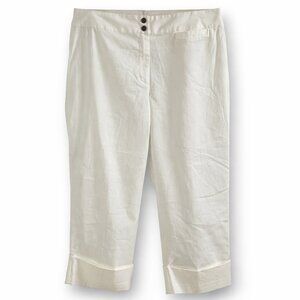 Chico’s High Rise Crop Pants Off White Cuffed Cotton Size 2.5 (18/20)